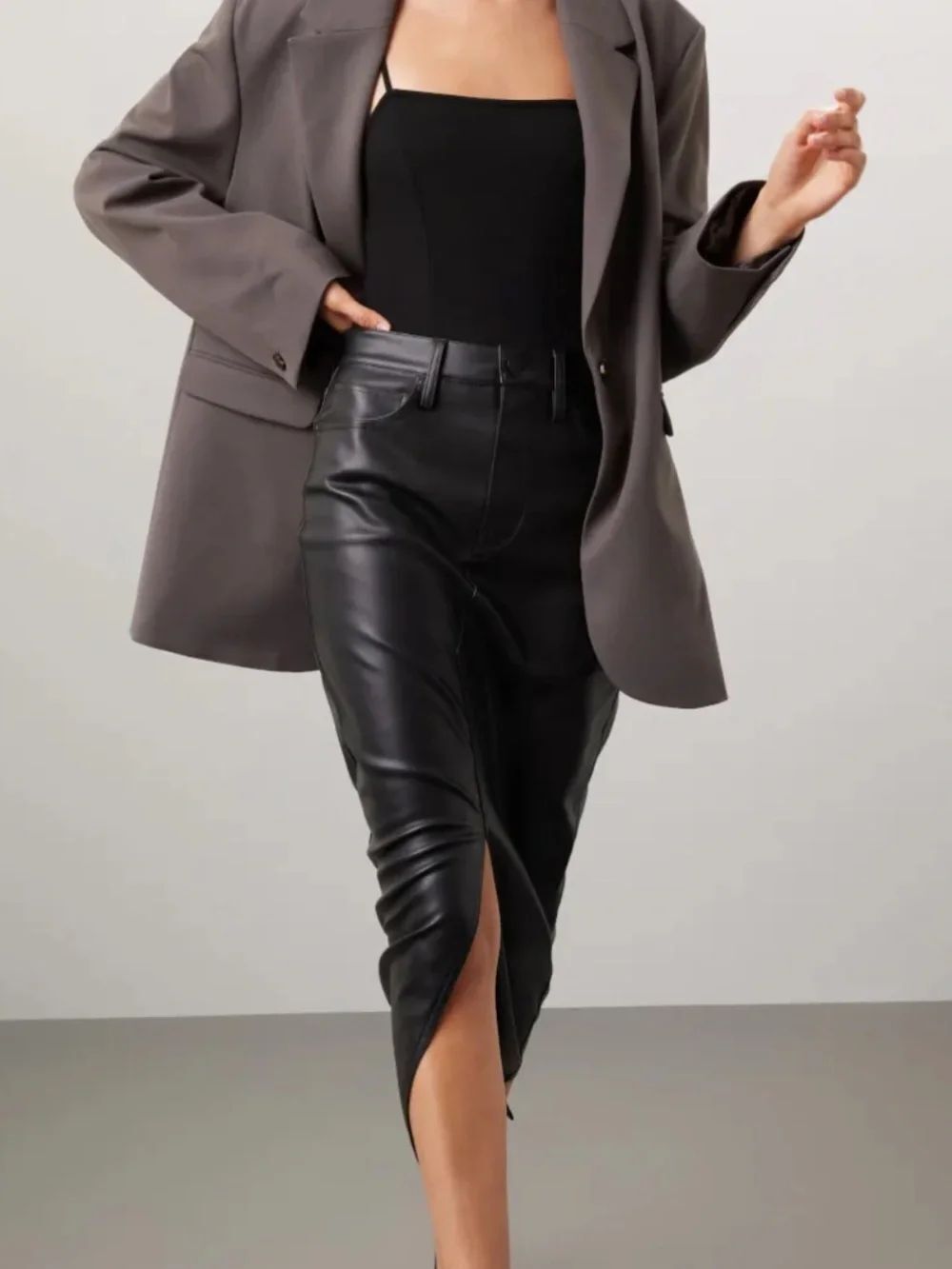 Hudson Faux Leather Midi Skirt, Black, Size 6/28 Rent the Runway
